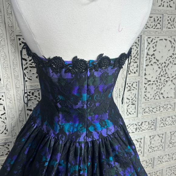 Vtg Silk Blend Punk Retro Lace Beaded Sequin Tulle Whimsygoth Grunge Party Dress - Picture 5 of 9
